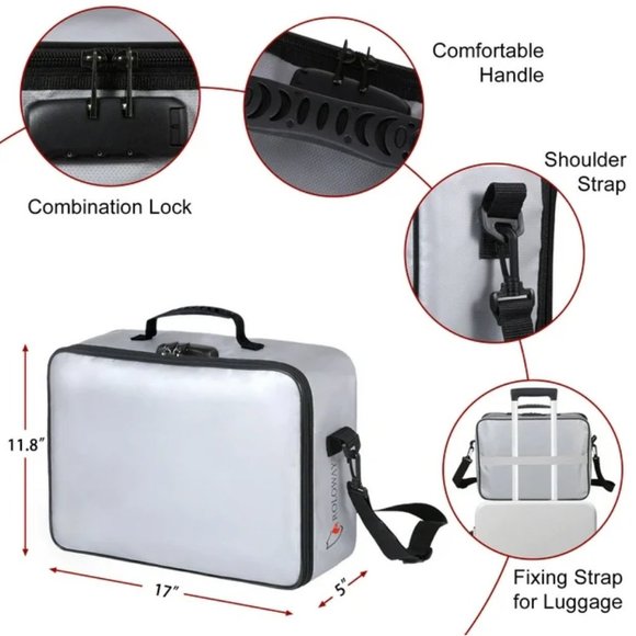 ROLOWAY Fireproof Document Bag with Lock, Fireproof Document safe organizer Gray - Picture 6 of 6